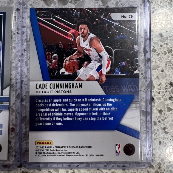 CADE CUNNINGHAM ROOKIE CARDS (2) LOT DETROIT PISTONS 2021-22 PANINI CHRONICLES - Picture 2 of 3